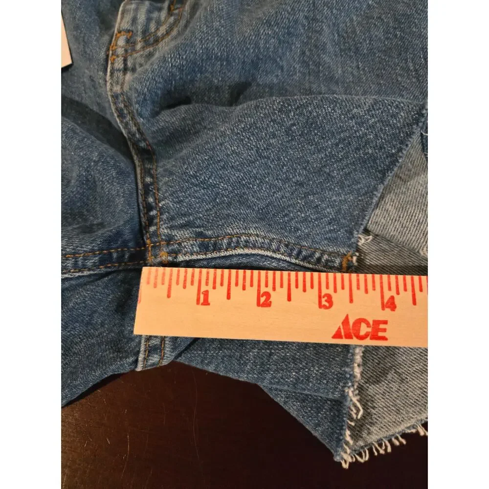 Topshop NWT Womens Distressed High Rise Cutoff Denim Shorts Size 12 Blue Jean